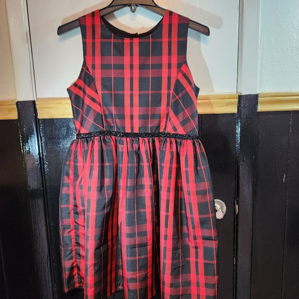 Cherokee Girls XL 14-16 Red and Black Plaid Dress